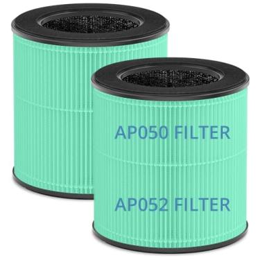 Imagem de Purificadores de ar para quarto, casa, animais de estimação, filtro de substituição para purificador de ar AP050, filtro HEPA H13 verdadeiro 3 em 1, pacote com 2 (verde)