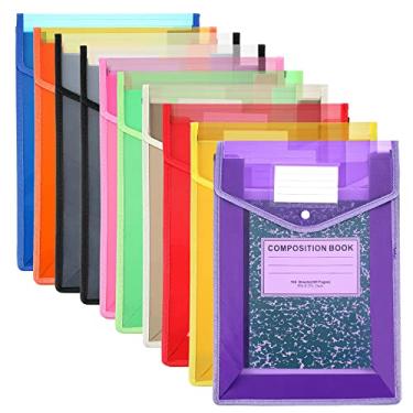 Imagem de 10 peças de pastas de arquivo de plástico B4 Envelope expansível pasta de documentos com fecho de pressão e bolso à prova d'água transparente bolsa de arquivo para escritório escolar (colorido, vertical)