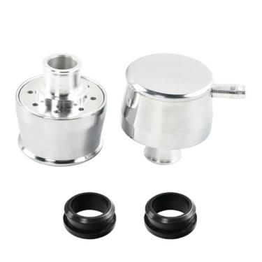 Imagem de Tampa de válvula combinada de alumínio redondo filtros de respiro adequado tubo de 2,5 cm com orifícios de tampa de válvula de 3,5 cm - conjunto de 2 (prata).