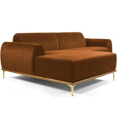 Imagem de Sofá 4 Lugares com Chaise Esquerdo Para Sala Molino 255cm D02 Veludo T