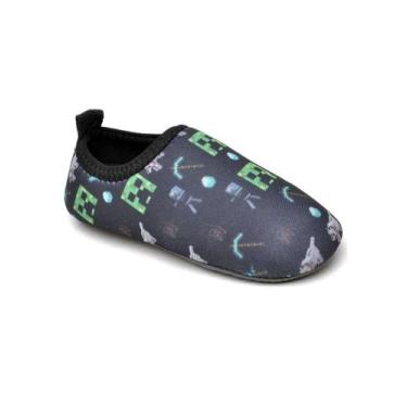 Imagem de Sapatilha Infantil Náutica Aquática Masculino Calce Fácil - RM, Minecr