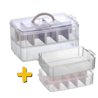 Imagem de Maleta com 4 Bandejas 2 com 10 Divisórias e 2 sem Divisória - Plastico