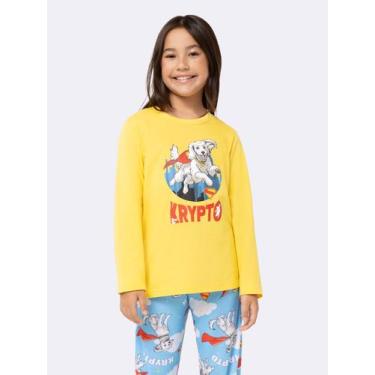 Imagem de Pijama Manga Longa Infantil Krypto - Veggi, Amarelo, 14, Meninas