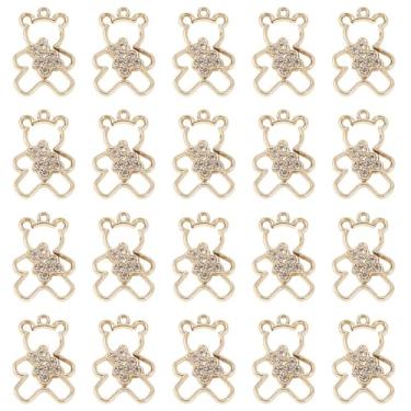 Imagem de FASHEWELRY 40 pingentes de urso de liga iridescente com strass de cristal UV fofo animal fofo mini colar de urso oco pingentes de ouro a granel para colar, brinco, bolsa, kit de berloques, chaveiro