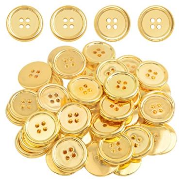 Imagem de KMOSPAD 50 Peças De Botões Redondos Banhados A Ouro 25 Mm Com 4 Furos, Enfeite Plástico Para Costura Artesanal, Granel Artesanato, Reparo Roupas E Casacos