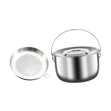 Imagem de Ｂｅｓｇａ Recipiente para armazenamento de óleo, lata de gordura, redondo, antiaderente, multiuso, fácil de limpar, panela com tampa e filtro, para cozinha e, 4l