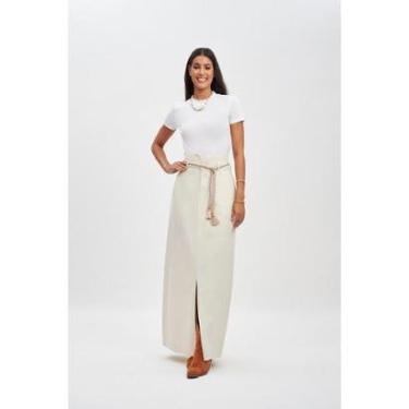 Imagem de SAIA LINHO FEMININA LONGA COM FENDA E CINTO - YOUNG STYLE-Feminino