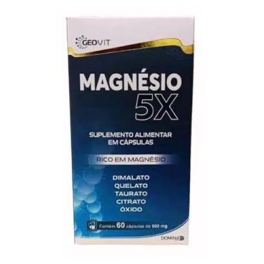 Imagem de Magnesio 5x (Dimalato/Quelato/Taurato/Citrato/Oxido) 60 Capsulas (Muscular, Dentes)