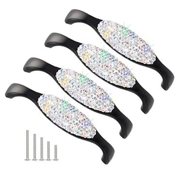 Imagem de Puxadores de gaveta de cozinha da Savori, puxadores de armário, cômoda de cristal, armário, guarda-roupa, maçaneta, móveis, puxador moderno, para casa, cozinha, banheiro, pacote com 4, AB Color