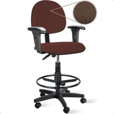 Imagem de Cadeira de Escritório Caixa Executiva Marrom com Braço, Aro de Aço e Rodízio Nylon – Conforto e Mobilidade Home Gourmer