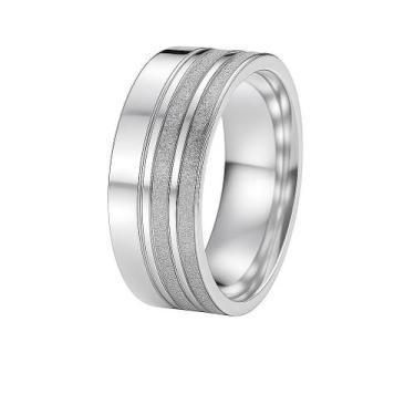 Imagem de Aliança Prata Namoro Friso Anatomica Casal 8mm Brilho União - Alpha Gr