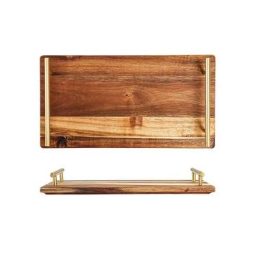 Imagem de Personalidade criativa doméstica alça de orelha requintada cor sólida palete de madeira - alça dourada - grande.