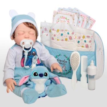 Imagem de Boneco Reborn Stitch com Bolsa e Chupeta com Prendedor - Cegonha Rebor