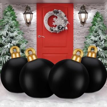 Imagem de Jetec 4 peças bola inflável de PVC gigante de 81 cm decorada de PVC bola inflável de enfeites de Natal grande para ambientes externos, enfeites de árvore de Natal para varanda de Natal, gramado