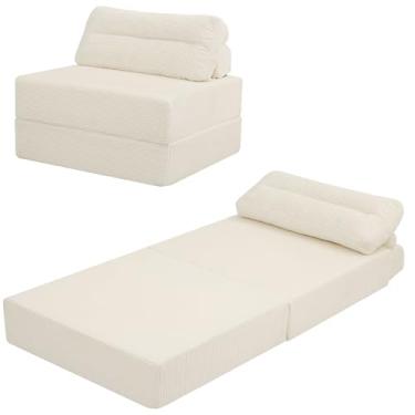 Imagem de MeMoreCool Conforto instantâneo para convidados — Cadeira de sofá conversível para pequenos apartamentos e dormitórios, dobra em um futon com travesseiro, sem montagem, design que economiza espaço