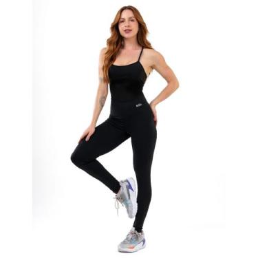 Imagem de Macacão Fitness Blackout Alcinha Slim Zero Transparência Longo Exercíc