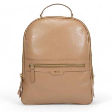Imagem de Bolsa Mochila Classe Couro Feminina Grande Notebook, Nude TAN