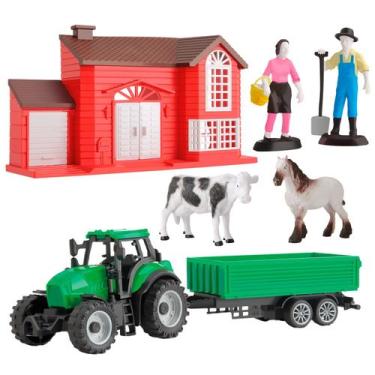 Imagem de Mini Fazendinha Infantil Educativa Com Casinha Animais Realista Trator