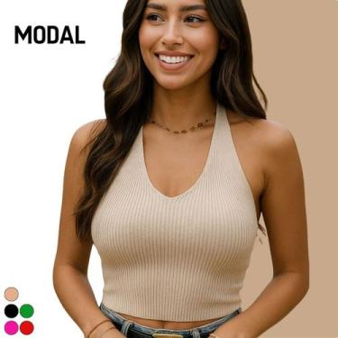 Imagem de Cropped Tricot Modal Frente Única - Vitrine Collection, Nude, U