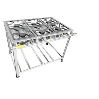 Imagem de Fogão Industrial 6 Bocas 30x30 Ap P5 em Aço Inox Leona - Mr Fogões