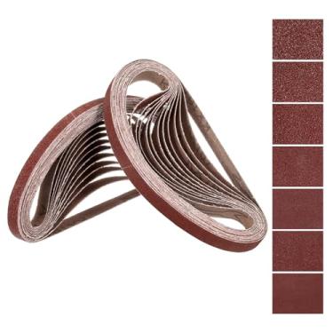 Imagem de Kozelo 42 peças de correias de lixamento 1/2 x 18 polegadas 40/60/80/120/180/240/400 grão lixa abrasiva de óxido de alumínio para lixadeira de cinto de metal moagem madeira trabalho solda remoção de