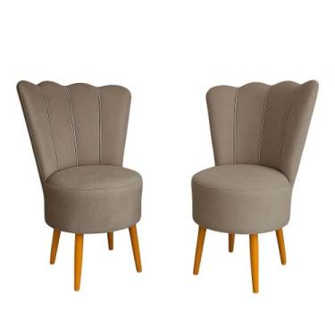Imagem de Kit 2 Cadeiras Decorativa Pétala Veludo Luxo Premium Pés Retrô Palito 