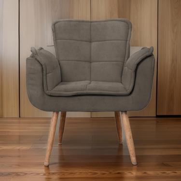 Imagem de Poltrona Opala Para Sala Cadeira Elegante Com Apoio De Braço Em Veludo - Sentô Capuccino