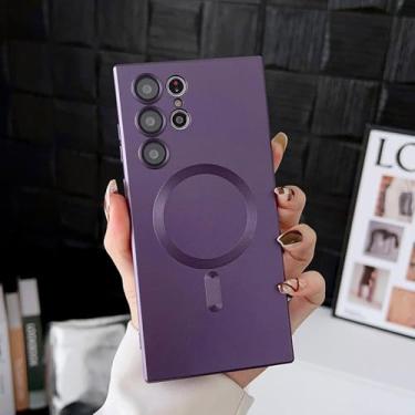 Imagem de HJZSZX Capa protetora para celular Samsung S23Ultra Luxury Magnetic Wireless Charging (para Samsung S23Ultra/roxo)