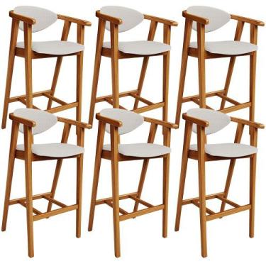 Imagem de Kit 06 Banquetas Alta Para Cozinha Bancada Bar Sala de Jantar Fixa Cec