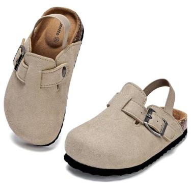 Imagem de Torotto Pantufas infantis de camurça com palmilha de cortiça com suporte de arco e alças ajustáveis para meninos e meninas em ambientes internos e externos, B - damasco, 21