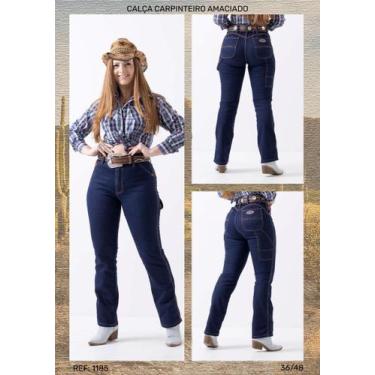 Imagem de Calça Jeans Nelore Country Feminina Carpinteiro , 44, Amaciada