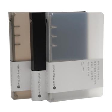 Imagem de A6 PP Capa de fichário de anel redondo recarregável, 6 anéis, protetor de fichário de folhas soltas (café branco e preto)