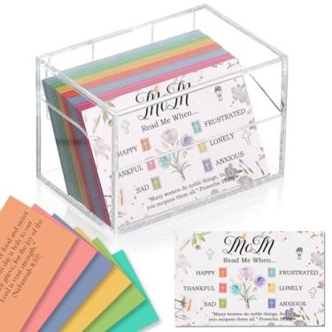 Imagem de Conjunto de caixa de cartões de versículo bíblico para mãe 121 impressão frente e verso da Bíblia caixa de acrílico transparente com tampa Presente de Dia das Mães para mãe de filha e filho