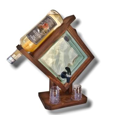 Imagem de Pingometro Tijolo de Vidro Suporte Cachaça + 2 Copos Shot 70ml