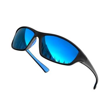 Imagem de grinderPUNCH Óculos de sol esportivos polarizados para homens e mulheres, beisebol, corrida, ciclismo, pesca, golfe, dirigir, óculos de sol (lentes azuis polarizadas)