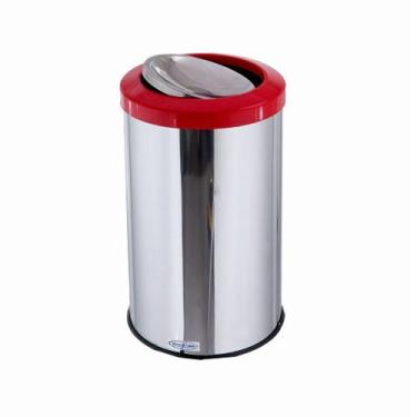 Imagem de Lixeira Inox Basculante 20 Litros Tampa Flip Top Com Cor - CCM, Vermel