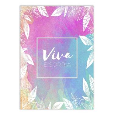 Imagem de Placa Decorativa Frases Viva E Sorria Decoração Poster Quarto Sala