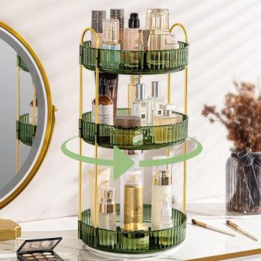 Imagem de Organizador de maquiagem Weidace 360 Rotating 3 Tiers Green Plastic
