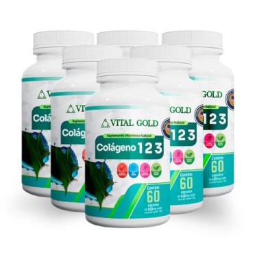 Imagem de COLÁGENO TIPO 123 - 500mg (60 Cápsulas) VITAL GOLD, 06 Unidade