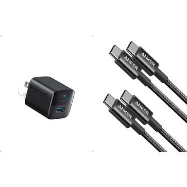 Imagem de Carregador Anker USB C 33W, pacote com 2 unidades com cabo USB C, port
