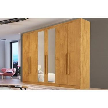 Imagem de Guarda Roupa Casal 6 Portas (2 C/ Espelho) E 4 Gavetas Oslo Peroba - Europa