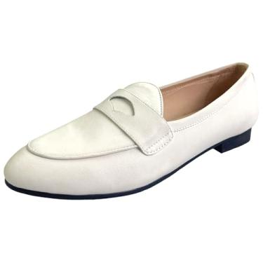 Imagem de Justar Mocassins femininos de couro Penny sem cadarço para mulheres, Bege - G, 40