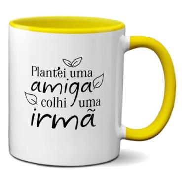 Imagem de Caneca Amizade Planteu Uma Amiga Colhi Uma Irmã Presente (Amarela)
