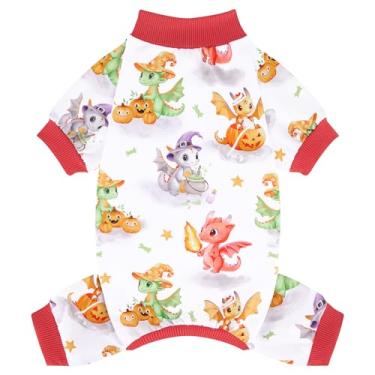 Imagem de XPUDAC Pijama de Halloween para cães, fantasias engraçadas de Halloween para cães, confortáveis, para cães pequenos, médios, meninos, meninas, roupas de gato, PP