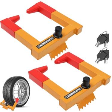 Imagem de AUTOXBERT Trava de roda de reboque de segurança universal, serve para pneus de 17,8 a 30,5 cm - travas de bota de roda anti-roubo para trailers, botas de estacionamento, SUV, barcos, quadriciclos