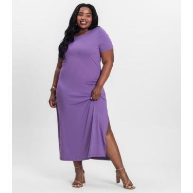 Imagem de Vestido Feminino Midi Plus Size Infinita Cor Roxo, Plus G1, Roxo