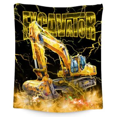 Imagem de Cobertor infantil de construção, caminhão, presentes para crianças, meninos, amantes de escavadeira, 101,6 cm x 127 cm de pelúcia macia para decoração de quarto