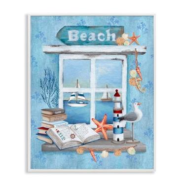 Imagem de Stupell Industries Beachy Coastal Window Sill White Framed Giclee Art, design por Emma Leach, 14 x 11