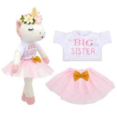 Imagem de Boneca de pelúcia Blueweenly Big Sister Unicorn 43 cm com roupas