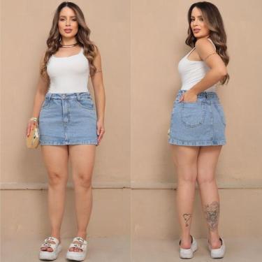 Imagem de Short Saia Jeans Feminino Moderno Sexy com Abertura na Lateral - NS NA